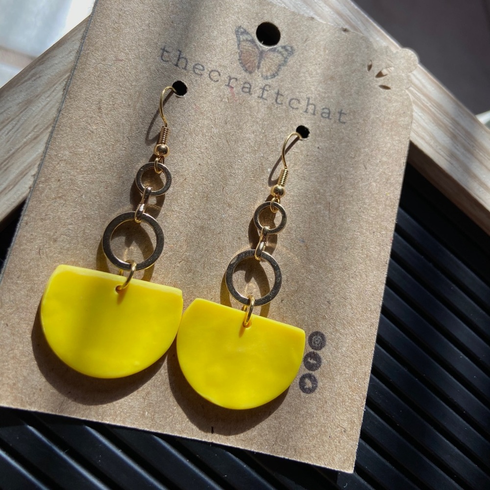 Yellow polymer clay earrings